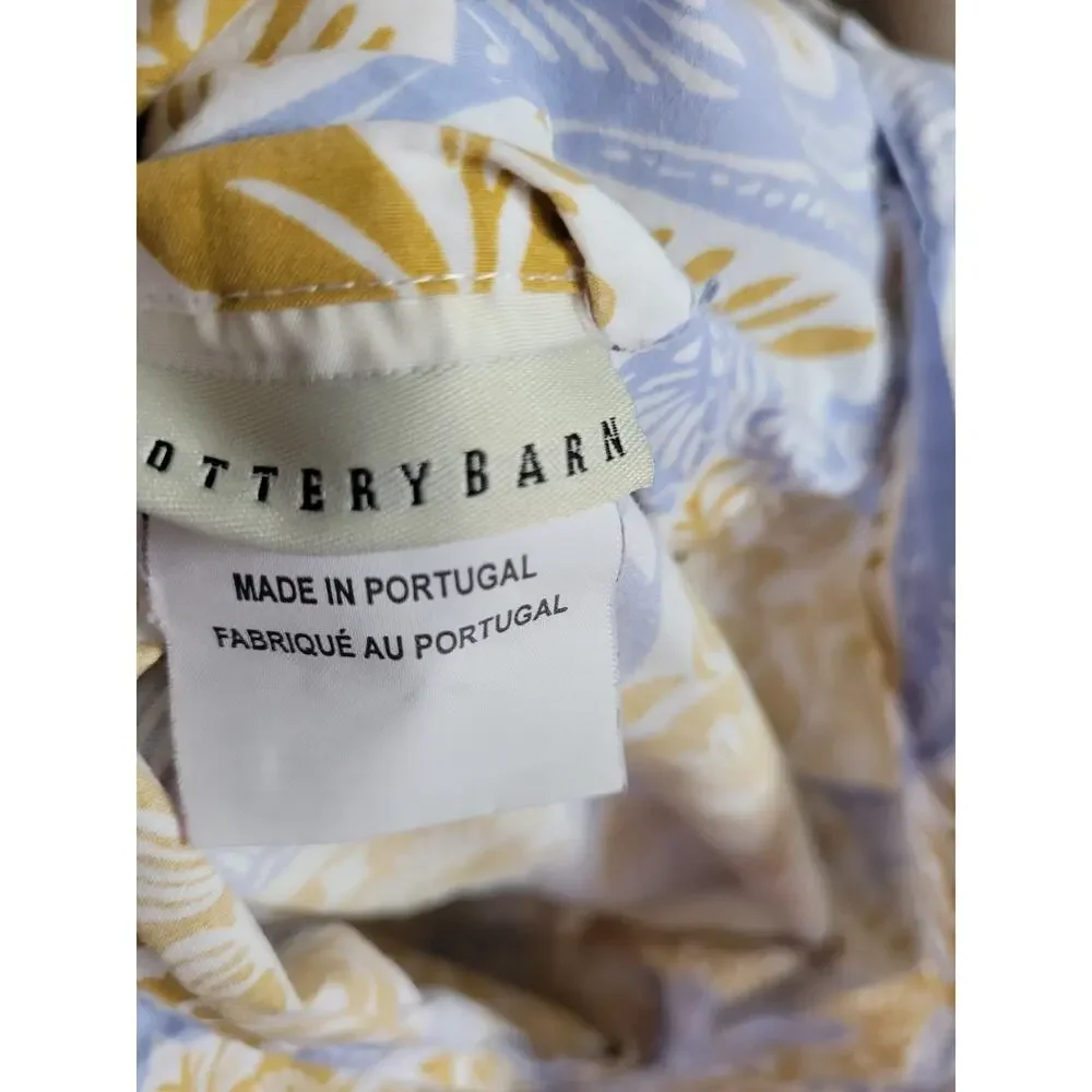 Pottery Barn Standard Bed Pillow Cover 100% Organic Cotton Blue Yellow Floral